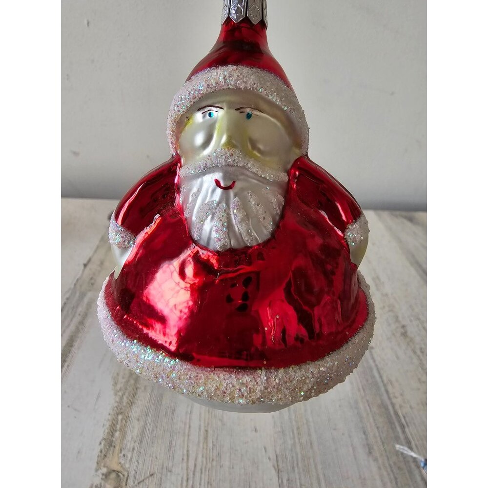 Radko roly poly Santa red glitter vintage‎ Xmas tree